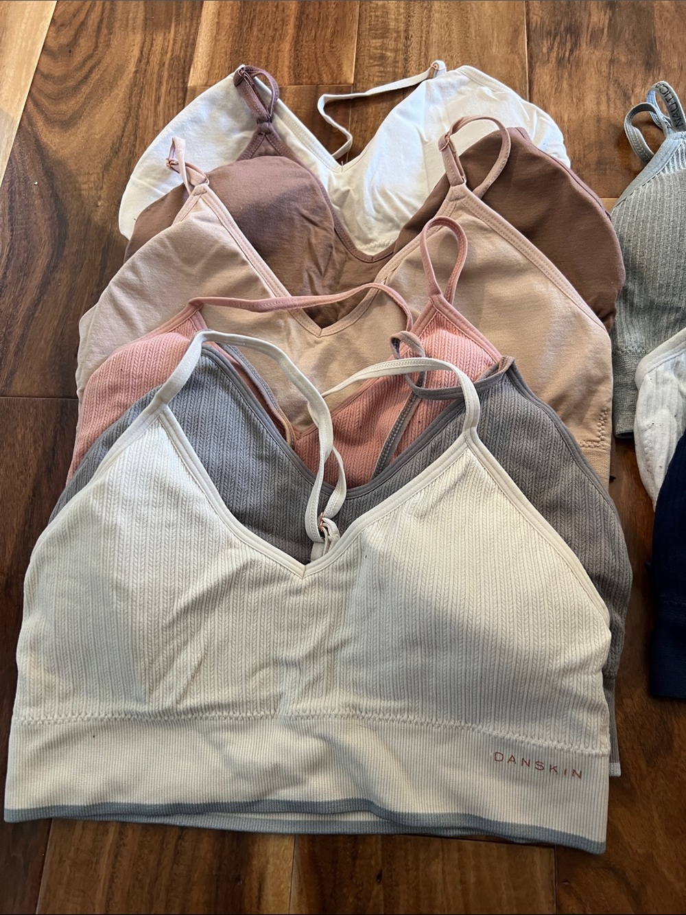 Bundle  Ribbed Seamless Bralette Set in Navy, White, Gray, Pink, Brown, Cream - Picture 2 of 3